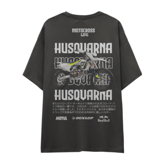 Camiseta HUSQVARNA-MOTOCROS-FONDO-NEGRO-