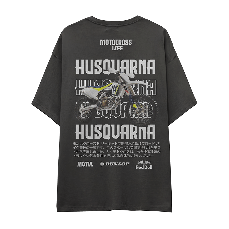Camiseta HUSQVARNA-MOTOCROS-FONDO-NEGRO-