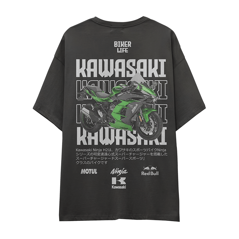 Camiseta KAWASAKI-H2R-FONDO-NEGRO-